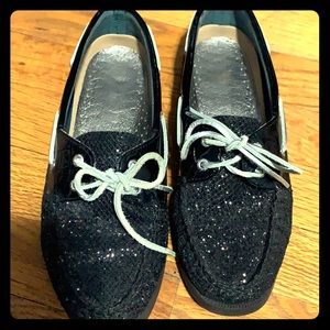 Black Sparkle Sperry Boat Shoes